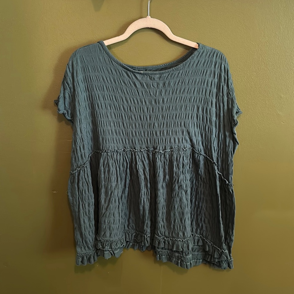 UO peplum style flowy teal top oversized